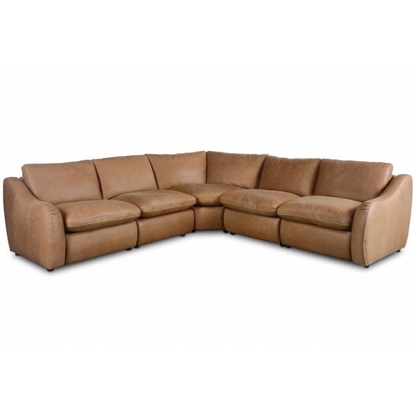 Sofa narozna o lekkiej bryle z eleganckim profilem w odcieniu bezu